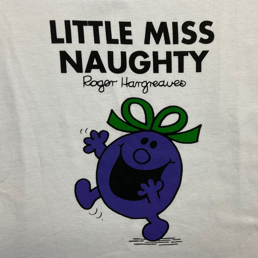 Mango MNG Little Miss Naughty Graphic Baby Tee Shirt Womens Small White Purple - Picture 5 of 7